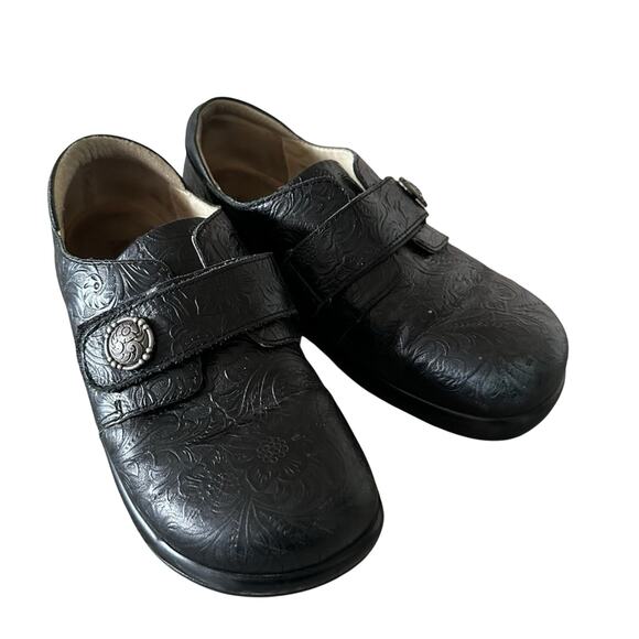 Alegria Joleen Tar Tooled Black Professional / Nursing Shoe Clog - Picture 1 of 8
